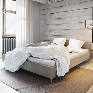Ivrea 160x200 beige gepolstertes Bett mit Kopfteil im modernen Stil ideal für Schlafzimmer