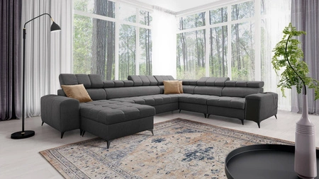 Ecksofa mit Schlaffunktion Bolmso VIII graphit links elegantes und bequemes Ecksofa mit Schublade ideal für geräumige Innenräume