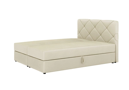 Boxspringbett Luton 180x200 beige Bett im modernen skandinavischen Stil mit markantem Kopfteil