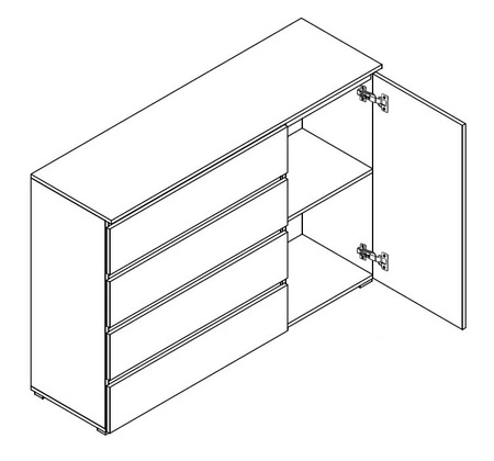 Kommode Simple 138 cm weiß Funktionsmöbel für Jugendzimmer Wohnzimmer oder Büro