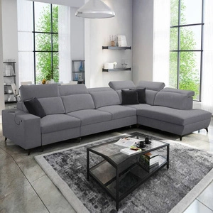 Ecksofa mit Schlaffunktion Kelly Sleek XI grau rechts Ein stilvolles und bequemes Ecksofa aus strapazierfähigem Webstoff