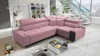 Ecksofa mit Schlaffunktion Dafni II Indischer rosa Samt rechtes Ecksofa mit Bettzeugstauraum Vollauszug