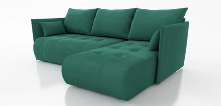 Ecksofa mit Schlaffunktion Selva Flasche grün universal seite Ecksofa mit Bettkasten bequemer Plüschstoff
