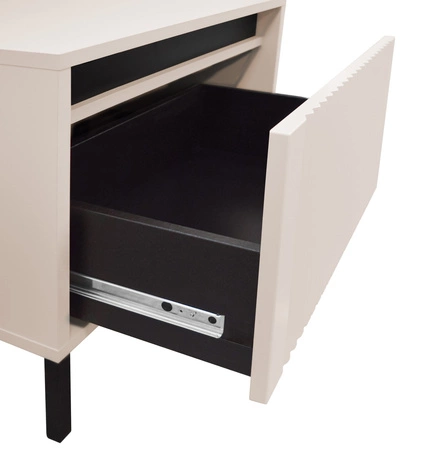 Osaka Möbelset beige/schwarz modernes Design mit modischen Farben hohe Metallbeine schwarz geschmackvolle geriffelte Front hervorgehoben