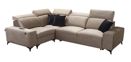 Ecksofa mit Schlaffunktion Kelly Sleek II arctic blue links elegantes Ecksofa für Wohnzimmer aus Webstoff