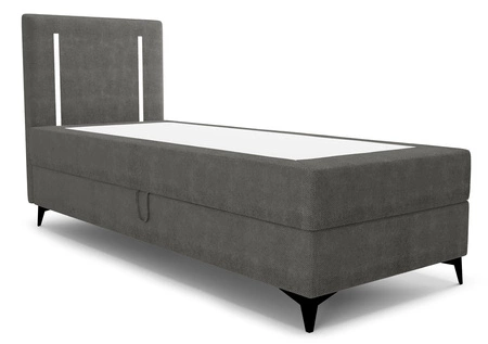 Boxspringbett Norco 80x200 grau stilvolles Bett mit Bettzeug Lagerung Beleuchtung im Kopfteil fügt eine einzigartige Note