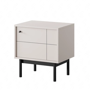 Nachttisch Modesta beige ideal für ein Schlafzimmer-Set auf hohen Holzbeinen dezente Farben