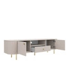 TV Schrank Ovalio 181 cm beige unkonventionelle TV-Schrank für Wohnzimmer Metall dekorative Accessoires Fräsen