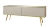 TV-Schrank Luxury 135 cm beige elegantes Design stilvolle geriffelte Front Korpus mit goldenen Zierleisten goldenen Metallbeinen gekrönt