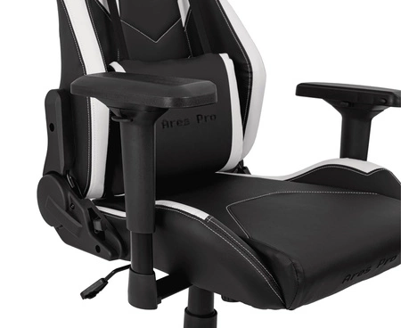 Gaming-Sessel Ares Pro schwarz/weiß komfortabler und funktionaler Sessel mit verstellbaren Armlehnen stabiles Metallgestell