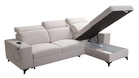 Ecksofa mit Schlaffunktion Kelly Sleek braun rechts geflochten bequemes und funktionelles Ecksofa für Wohnzimmer