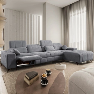 Ecksofa mit Schlaffunktion Penejos XII Lux grau rechtes Stilvolles Schlafsofa mit komfortablem ausziehbarem Fußteil
