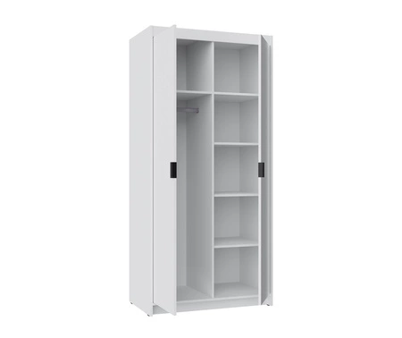 Rene Kleiderschrank 90 cm weiß klassisches Design schlichte Form idealer Kleiderschrank mit Spiegel für Schlafzimmer oder Flur ABS beendet Kanten