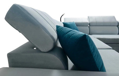 Ecksofa mit Schlaffunktion Rava IV navy blue velvet right-hand corner sofa comfort for everyday lounging container for bedding