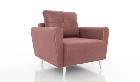 Sessel Felicie lachsfarbe eleganter Sessel für das Wohnzimmer mit geräumiger und weicher Sitzfläche Holzbeine verleihen optische Leichtigkeit