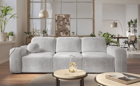 Sofa mit Schlaffunktion Arbon graue Esche bequemes und stilvolles Sofa für das Wohnzimmer weicher Plüschstoff verleiht einen einzigartigen Charakter