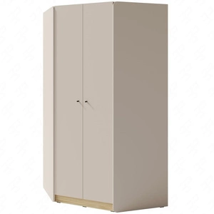 Eckschrank Olivio 145 cm sandbeige/geölte Eiche modernes Design ABS-Finish und schwarze Griffe