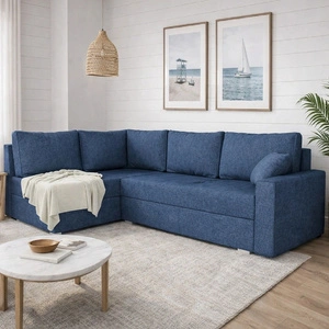 Ecksofa mit Schlaffunktion Nofi blau links modernes Design ein schlichter und stilvoller Korpus, der in jede Einrichtung passt