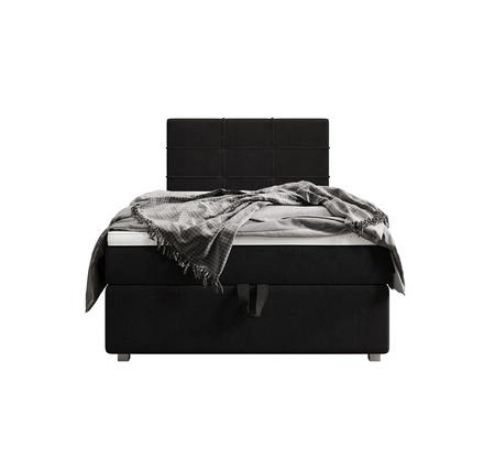 Boxspringbett Fresno 120x200 schwarz im modernen skandinavischen Stil mit gepolstertem Kopfteil Bett mit Staukasten