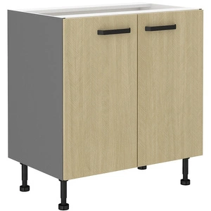 Stehender Küchenschrank mit Regal Chevron 80 D 2F BB Fronten mit dekorativem Fischgrätdekor feuchtigkeits- und beschädigungsbeständiger Schrank