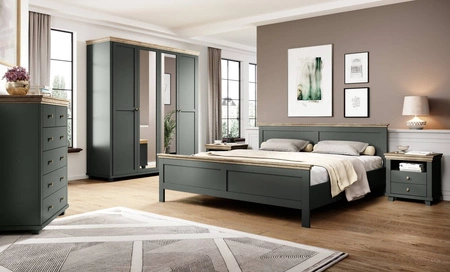 Evora Bett 180x200 cm Flasche grün / Eiche lefkas stilvolles Design ausdrucksstarke Farben Bett für Schlafzimmer im klassischen Stil