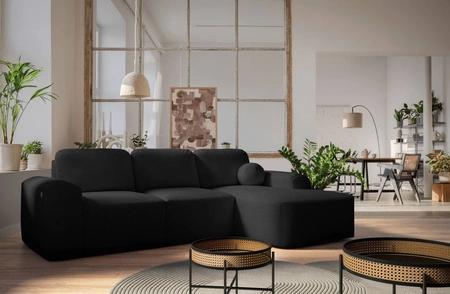 Ecksofa mit Schlaffunktion Arbon schwarz rechte Ecke modernes Design mit markanter Form weicher Stoff