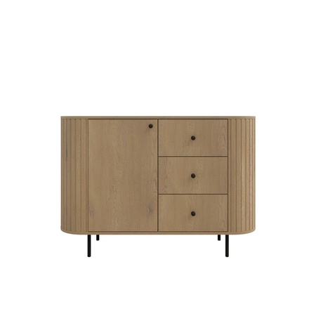 Kommode mit Schubladen Ovalio 123 cm Eiche cremona elegante Kommode mit einem außergewöhnlich stilvollen Design ovale Form akzentuiert durch Fräsen