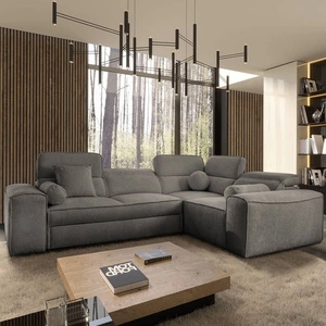 Ecksofa mit Schlaffunktion Viano II graues rechtsseitiges Designer Schlafsofa das sich perfekt in moderne Wohneinrichtungen einfügt