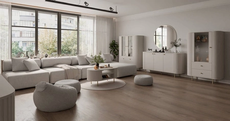 Hängespiegel Ovalio 100 cm beige funktioneller runder Spiegel perfekte Ergänzung zum Schminktisch Flur und Schlafzimmer