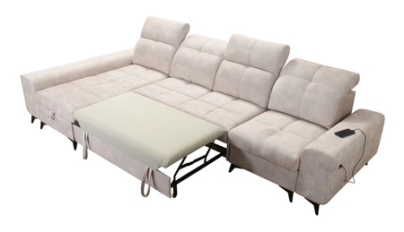 Ecksofa mit Schlaffunktion Buffalo XII graphit linke Seite stilvolles und funktionelles Ecksofa mit Bettzeugbehälter