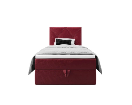 Boxspringbett Arvada 100x200 dunkelrot im modernen skandinavischen Stil mit gepolstertem Kopfteil Bett mit Staukasten