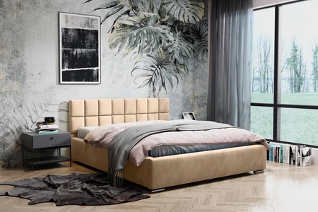 Polsterbett Nessa 160x200 aprikose rosa stilvolles Bett mit Bettzeugablage komfortables Kopfteil begeistert durch sein elegantes Design