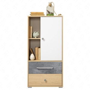 Bücherregal Cary 60 cm Biskuit Eiche / weiß / Beton ideal für das Jugendzimmer sehr nützlich hat einen modernen Look Bücherregal mit Schubladen