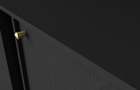 Kioto II Kommode 158 cm schwarz graphit modernes Design schlichte Form mit goldenen Griffen bereichert stabiler Metallsockel