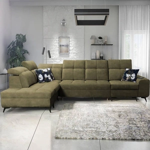 Ecksofa mit Schlaffunktion Buffalo XI olive links stilvolles Ecksofa mit drei Bettkästen Veloursstoff