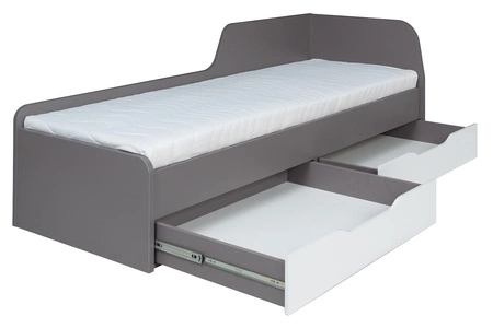 Yugo Bett mit Schubladen 80x200 cm in Esche / weiß glänzend ein modernes und funktionelles Möbelstück für das Jugendzimmer