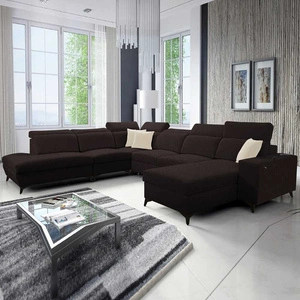 Ecksofa mit Schlaffunktion Kelly Sleek X braun rechts extrem elegantes Ecksofa für Wohnzimmer mit verstellbaren Kopfstützen