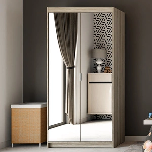 Rene Kleiderschrank 90 cm Eiche sonoma Licht stilvolles Design einfache Form Kleiderschrank mit Spiegel für Schlafzimmer oder Flur ABS beendet Kanten