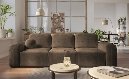 Sofa mit Schlaffunktion Arbon braun bequemes und stilvolles Sofa für Wohnzimmer weicher Plüschstoff gibt einzigartigen Charakter
