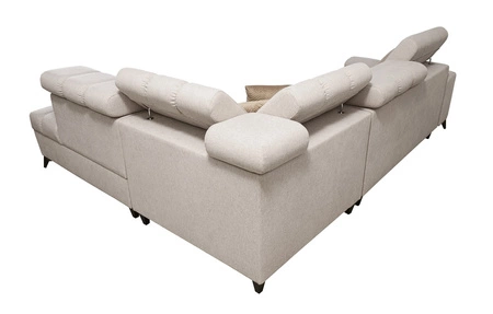 Ecksofa mit Schlaffunktion Bolmso VII Senfgelb rechts elegantes Ecksofa für Wohnzimmer mit Schublade und Bettzeugablage