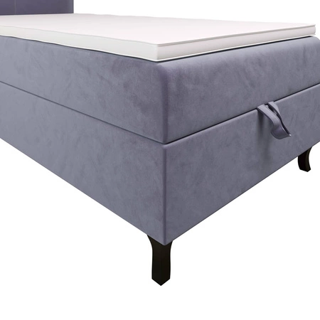 Boxspringbett Melba 100x200 hellblau Bett im modernen skandinavischen Stil mit gepolstertem Kopfteil Bett mit Staukasten