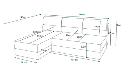 Ecksofa mit Schlaffunktion Fogu Indisches rosafarbenes Ecksofa für die linke Seite mit einfachem Design, bezogen mit einem Bettcontainer aus Kordstoff