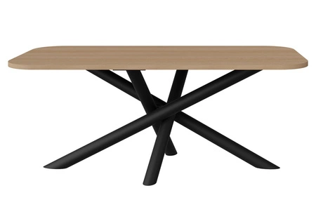 Lyon Tisch 90x185 cm Eiche lindberg / schwarz stilvoller Esstisch auf Designer-Spinnenbeinen höhenverstellbar