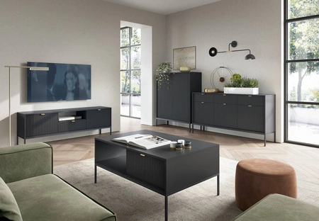Möbel Set Lovro schwarz modernes Design Schrankwand für Wohnzimmer oder Sitzungssaal