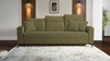 Sofa mit Schlaffunktion Laredo olive bequemes und stilvolles Sofa für das Wohnzimmer mit verstellbaren Kopfstützen weicher Veloursstoff