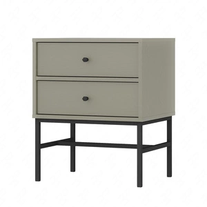 Kioto III Eukalyptus Nachttisch mit Schubladen idealer Schlafzimmerschrank dezente Griffe Metallrahmen