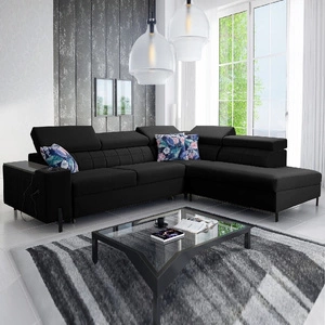 Ecksofa mit Schlaffunktion Belvi III schwarz rechts bequemes und elegantes Ecksofa für das Wohnzimmer mit praktischem Stauraum in der Seite