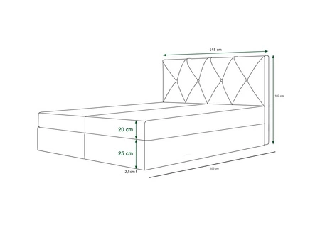 Boxspringbett Arvada 140x200 grau im modernen skandinavischen Stil mit gepolstertem Kopfteil