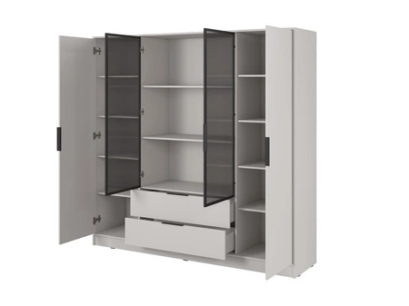 Kleiderschrank Corse 206 cm beige modernes Design Kleiderschrank mit Glasfronten ideal für Schlafzimmer Kleiderschrank und Büro Kleiderschrank mit Regalen