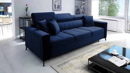 Sofa mit Schlaffunktion Nausa Dunkelblau mit verstellbaren Kopfstützen widerstandsfähig gegen Abrieb und Kratzer bequem zum Entspannen